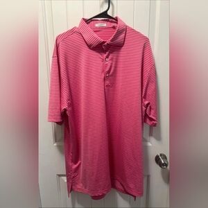 Oliver Ridley Polo Short Sleeve Shirt Mens XL Pink Striped Performance Golf Gift